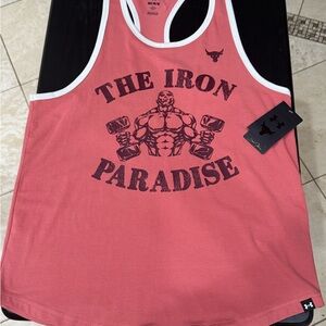 Under Armour Project Rock “The Iron Paradise" Coral Racerback Tank
